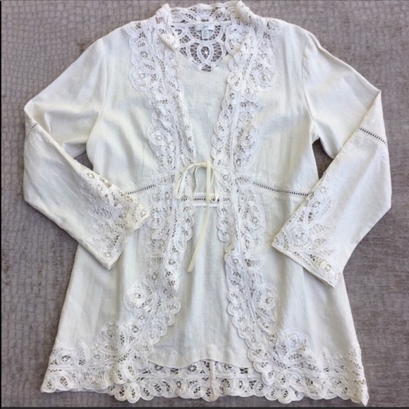 J. Jill Sweaters - J. Jill Battenberg Lace Linen Cardigan NWOT